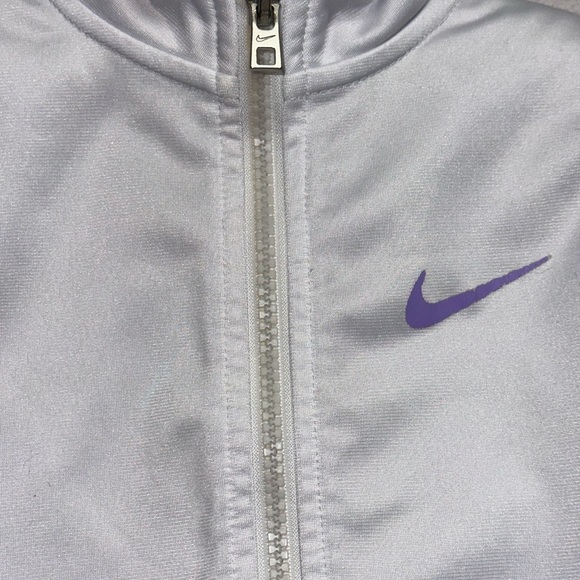 Nike 3T Toddler White Full Zip White Jacket Purple Polka Dot Trim - Picture 8 of 15